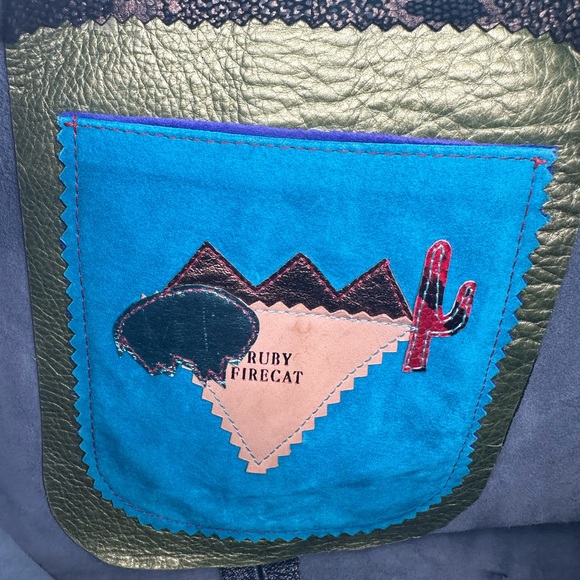 Vintage Ruby Firecat Leather Tote Purse Bag Tassel Designer Southwestern OOAK - Picture 2 of 16